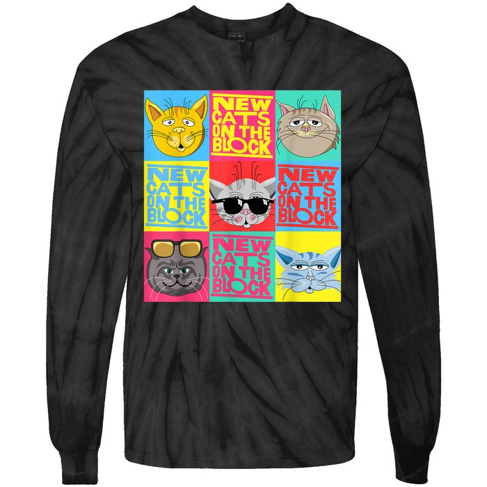 New Cats On He Block Funny Pop Culture Cat Hemed Party Tie-Dye Long Sleeve Shirt