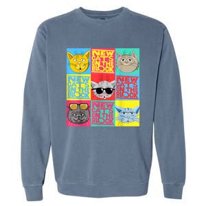 New Cats On He Block Funny Pop Culture Cat Hemed Party Garment-Dyed Sweatshirt