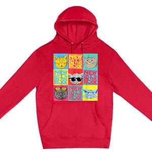 New Cats On He Block Funny Pop Culture Cat Hemed Party Premium Pullover Hoodie