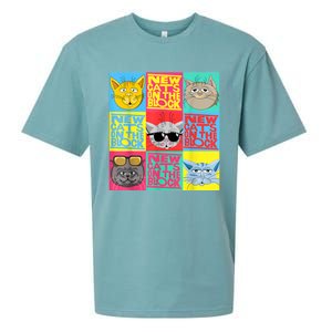 New Cats On He Block Funny Pop Culture Cat Hemed Party Sueded Cloud Jersey T-Shirt