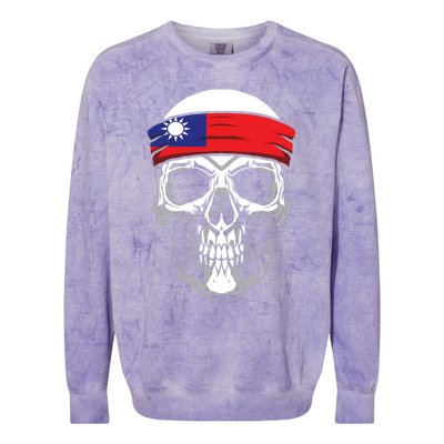 Nationality Country Origin Meaningful Gift Skull Flag Taiwan Funny Gift Colorblast Crewneck Sweatshirt