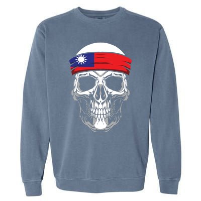 Nationality Country Origin Meaningful Gift Skull Flag Taiwan Funny Gift Garment-Dyed Sweatshirt