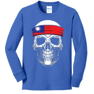 Nationality Country Origin Meaningful Gift Skull Flag Taiwan Funny Gift Kids Long Sleeve Shirt