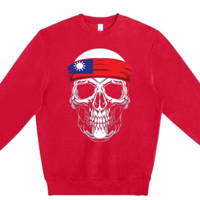 Nationality Country Origin Meaningful Gift Skull Flag Taiwan Funny Gift Premium Crewneck Sweatshirt