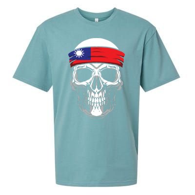 Nationality Country Origin Meaningful Gift Skull Flag Taiwan Funny Gift Sueded Cloud Jersey T-Shirt