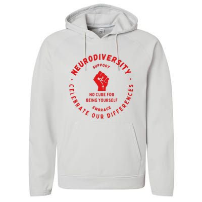 Neurodiversity Celebrate Our Differences Embrace Support Performance Fleece Hoodie