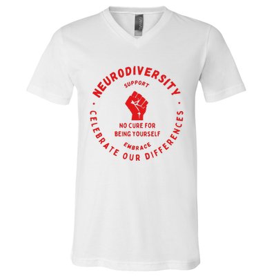 Neurodiversity Celebrate Our Differences Embrace Support V-Neck T-Shirt