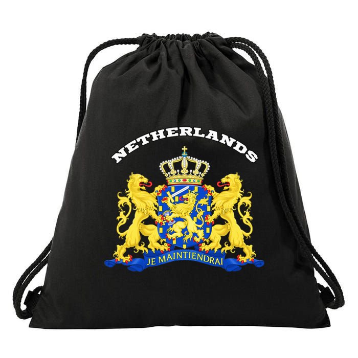 Netherlands Coat Of Arms Flag Souvenir Amsterdam Drawstring Bag