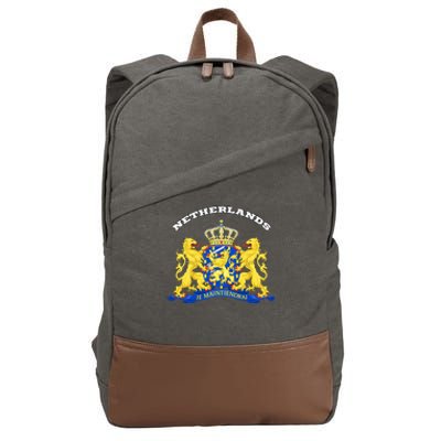 Netherlands Coat Of Arms Flag Souvenir Amsterdam Cotton Canvas Backpack