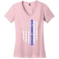 Nys Court Officer Thin Blue Line Flag Women's V-Neck T-Shirt