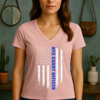 Nys Court Officer Thin Blue Line Flag Women's V-Neck T-Shirt