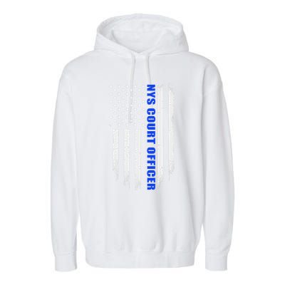 Nys Court Officer Thin Blue Line Flag Garment-Dyed Fleece Hoodie