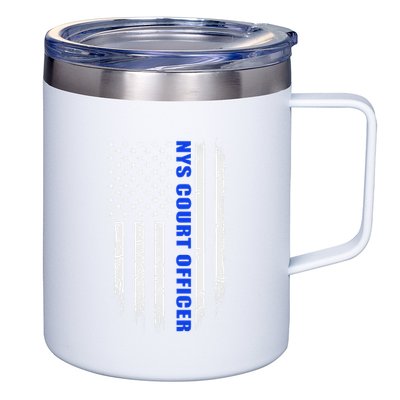 Nys Court Officer Thin Blue Line Flag 12oz Stainless Steel Coffee Mug