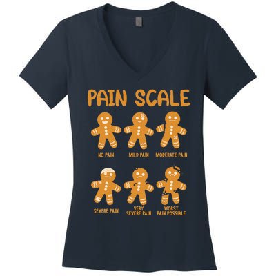 Nurse Christmas Pain Scale Assessment Rn Er Gingerbread Man Women's V-Neck T-Shirt