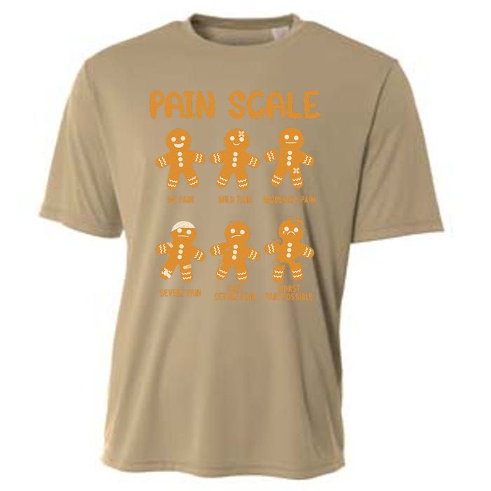 Nurse Christmas Pain Scale Assessment Rn Er Gingerbread Man Cooling Performance Crew T-Shirt