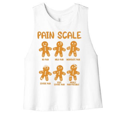 Nurse Christmas Pain Scale Assessment Rn Er Gingerbread Man Women's Racerback Cropped Tank