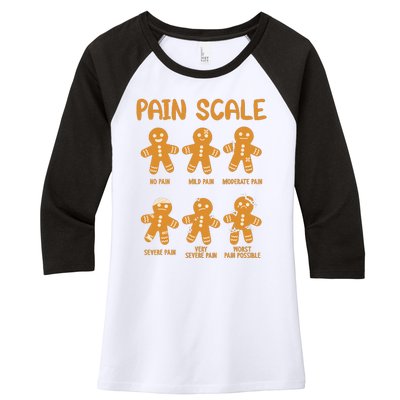 Nurse Christmas Pain Scale Assessment Rn Er Gingerbread Man Women's Tri-Blend 3/4-Sleeve Raglan Shirt