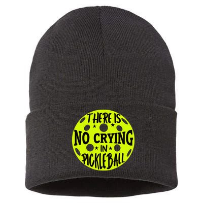 No Crying Pickleball Player Paddleball Lover Dink Funny Sustainable Knit Beanie