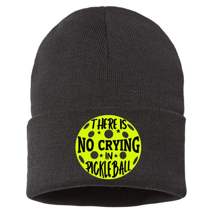 No Crying Pickleball Player Paddleball Lover Dink Funny Sustainable Knit Beanie