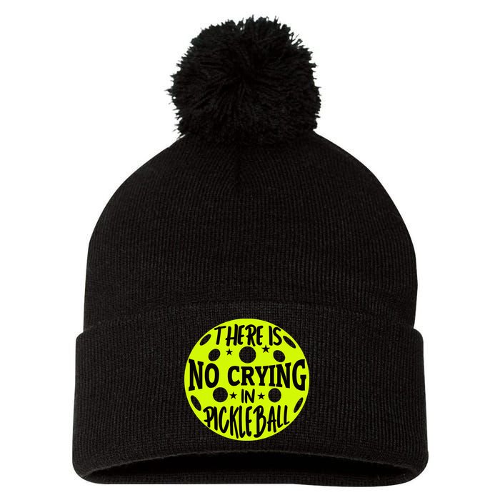 No Crying Pickleball Player Paddleball Lover Dink Funny Pom Pom 12in Knit Beanie