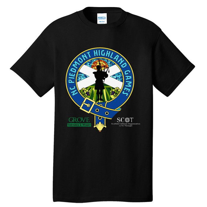 North Carolina Piedmont Highland Games Piper Edition Tall T-Shirt