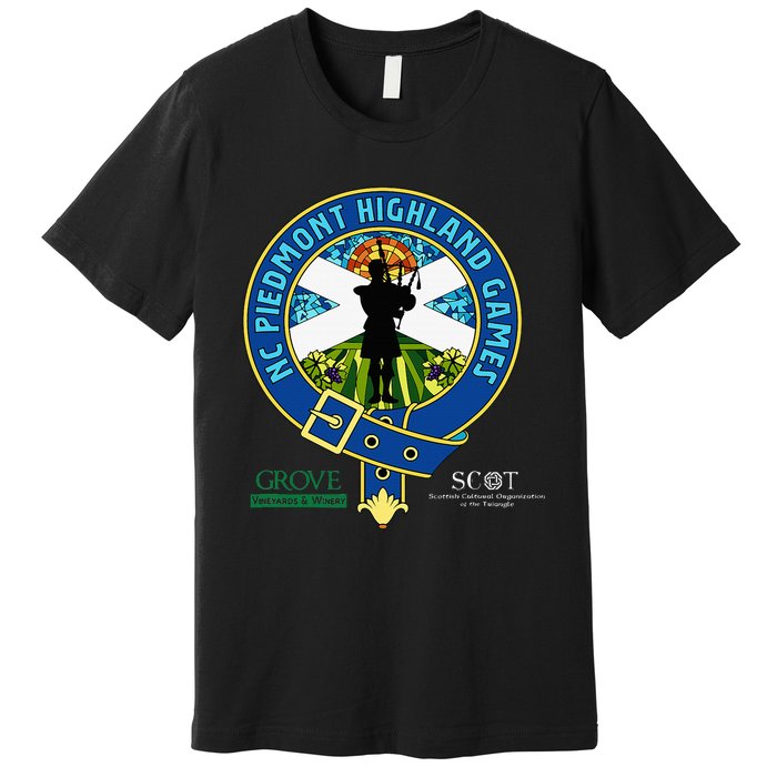 North Carolina Piedmont Highland Games Piper Edition Premium T-Shirt