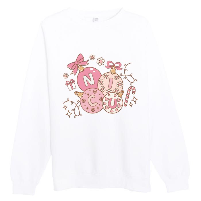 Nicu Christmas Pink Intensive Care Unit Nurse Christmas Premium Crewneck Sweatshirt