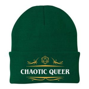 Nerdy Chaotic Queer Lgbt Pride Polyhedral D20 Dice Knit Cap Winter Beanie