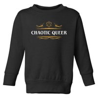 Nerdy Chaotic Queer Lgbt Pride Polyhedral D20 Dice Toddler Sweatshirt