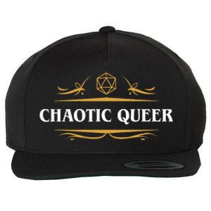 Nerdy Chaotic Queer Lgbt Pride Polyhedral D20 Dice Wool Snapback Cap