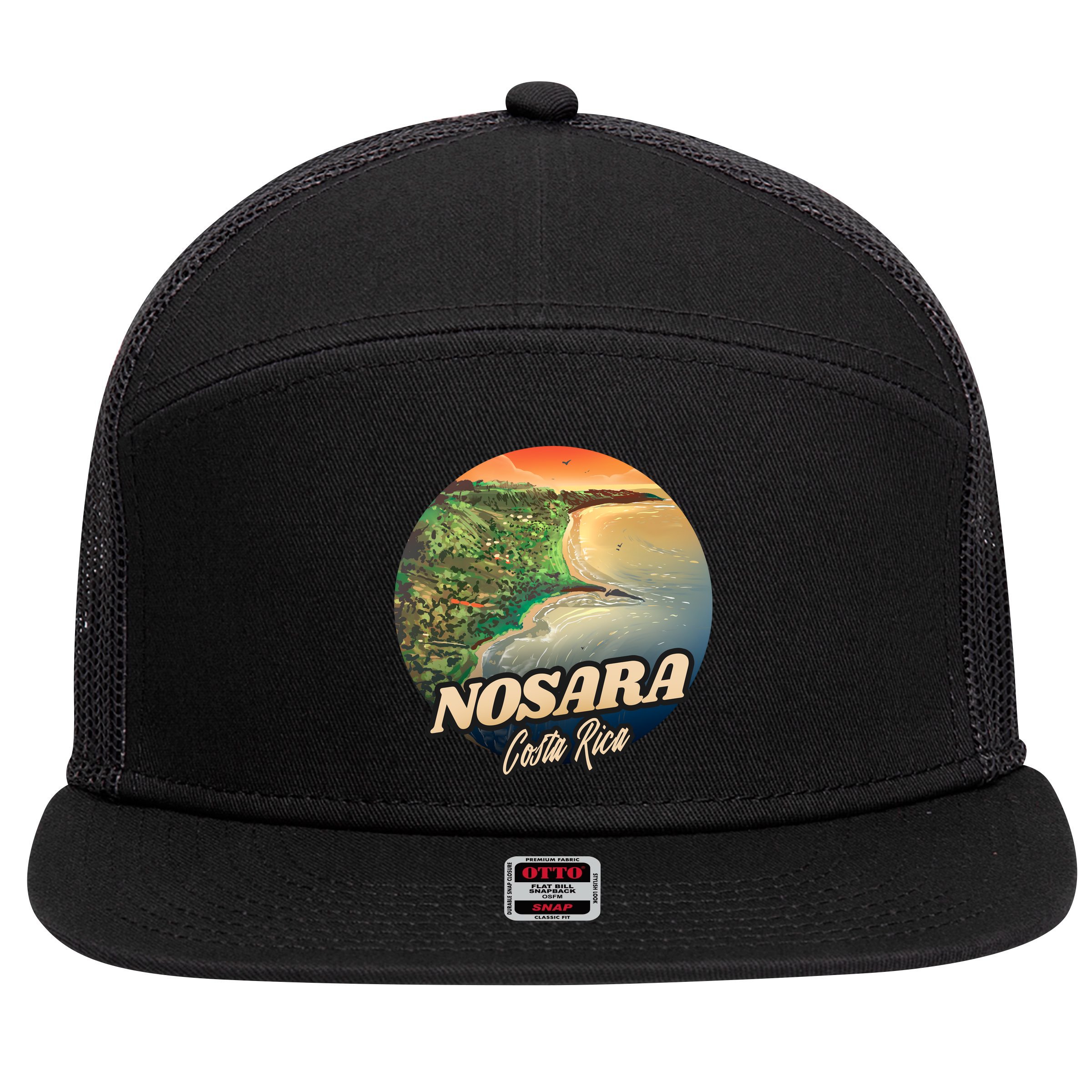 Nosara Costa Rica Touristic 7 Panel Mesh Trucker Snapback Hat