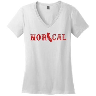 NOR CAL Retro Style California Women's V-Neck T-Shirt