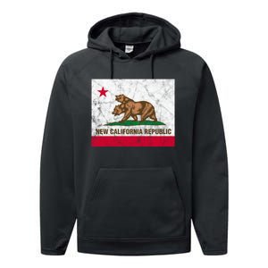 New California Republic Ncr Flag State Distressed Performance Fleece Hoodie