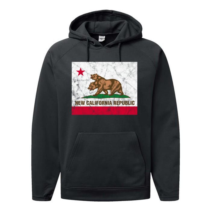 New California Republic Ncr Flag State Distressed Performance Fleece Hoodie