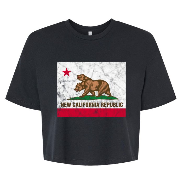 New California Republic Ncr Flag State Distressed Bella+Canvas Jersey Crop Tee