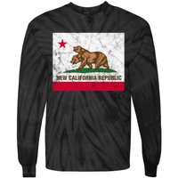 New California Republic Ncr Flag State Distressed Tie-Dye Long Sleeve Shirt