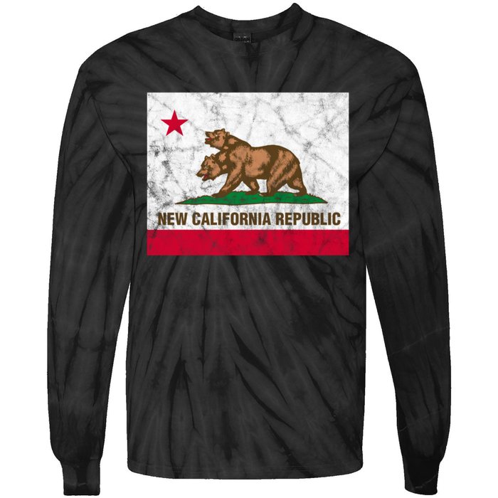 New California Republic Ncr Flag State Distressed Tie-Dye Long Sleeve Shirt