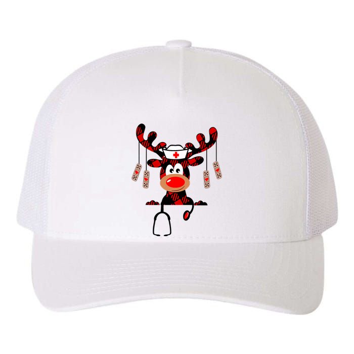 Nurse Christmas Reindeer Nurse Plaid Nicu Rn Lpn Scrub Top Yupoong Adult 5-Panel Trucker Hat