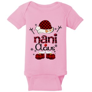 Nani Claus Red Plaid Grandma Gift Baby Bodysuit