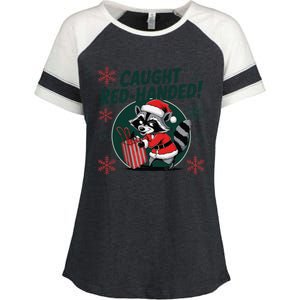 Naughty Christmas Raccoon Caught Redhanded Fun Art Enza Ladies Jersey Colorblock Tee