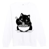 Noodle Cat Ramen Cat Premium Crewneck Sweatshirt