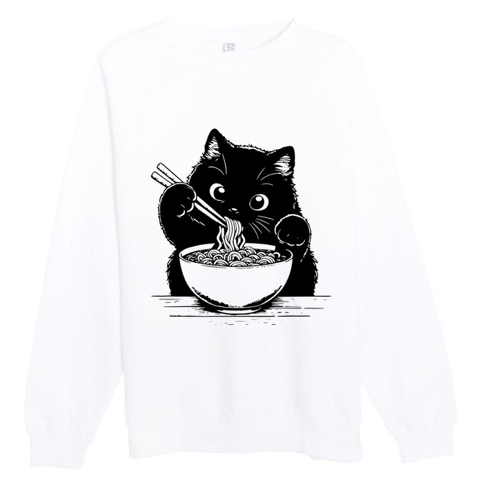 Noodle Cat Ramen Cat Premium Crewneck Sweatshirt