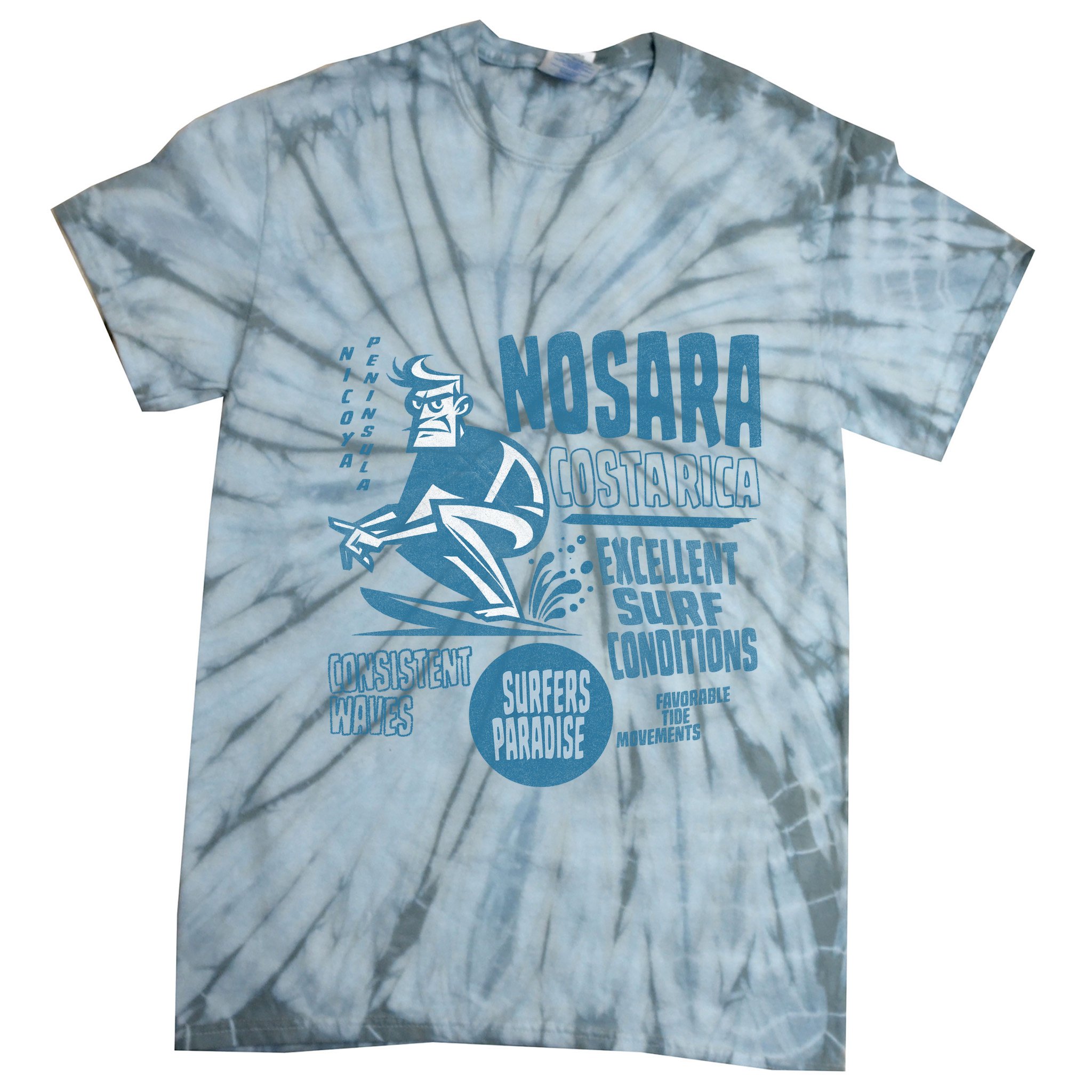 Nosara Costa Rica Sufing Vintage Tie-Dye T-Shirt