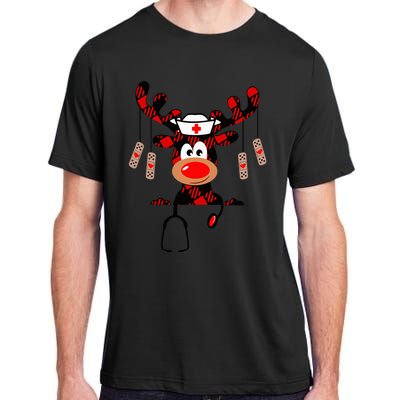 Nurse Christmas Reindeer Nurse Plaid Nicu Rn Lpn Scrub Top Adult ChromaSoft Performance T-Shirt