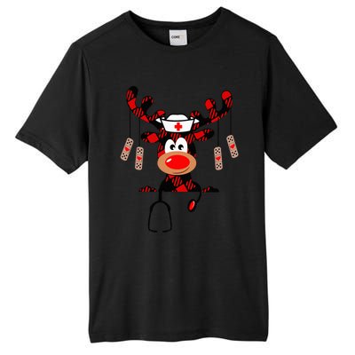 Nurse Christmas Reindeer Nurse Plaid Nicu Rn Lpn Scrub Top Tall Fusion ChromaSoft Performance T-Shirt