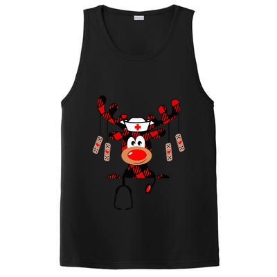Nurse Christmas Reindeer Nurse Plaid Nicu Rn Lpn Scrub Top PosiCharge Competitor Tank
