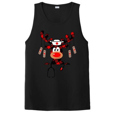 Nurse Christmas Reindeer Nurse Plaid Nicu Rn Lpn Scrub Top PosiCharge Competitor Tank