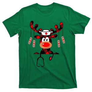 Nurse Christmas Reindeer Nurse Plaid Nicu Rn Lpn Scrub Top T-Shirt