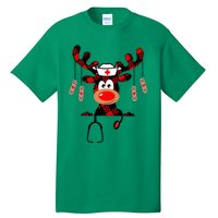 Nurse Christmas Reindeer Nurse Plaid Nicu Rn Lpn Scrub Top Tall T-Shirt