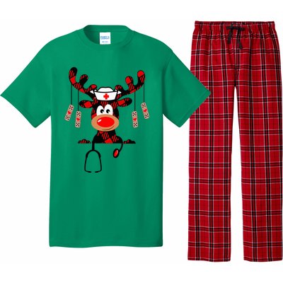 Nurse Christmas Reindeer Nurse Plaid Nicu Rn Lpn Scrub Top Pajama Set